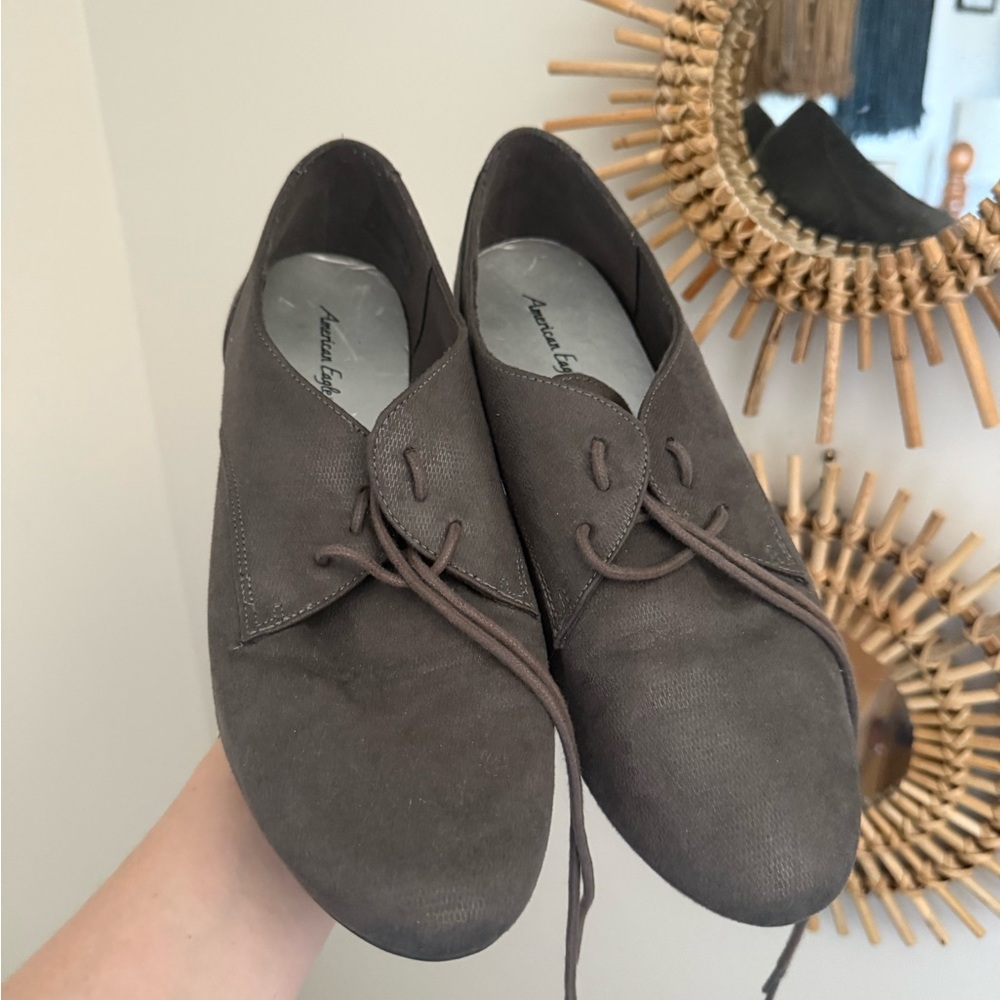 Grey Lace-Up Loafer Shoes